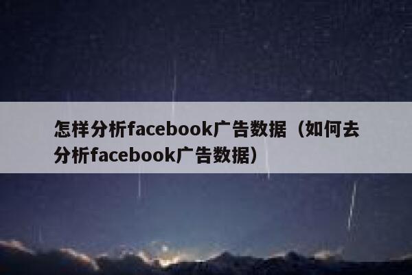 怎样分析facebook广告数据（如何去分析facebook广告数据） 第1张