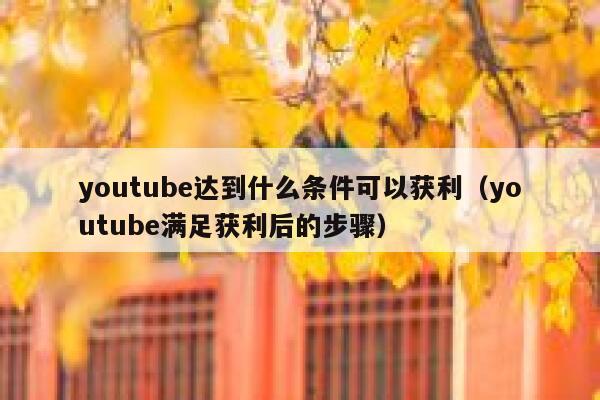 youtube达到什么条件可以获利（youtube满足获利后的步骤） 第1张