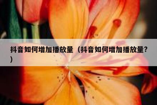 抖音如何增加播放量（抖音如何增加播放量?） 第1张