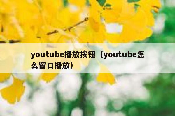 youtube播放按钮（youtube怎么窗口播放） 第1张