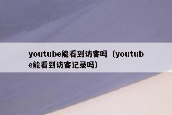 youtube能看到访客吗（youtube能看到访客记录吗） 第1张