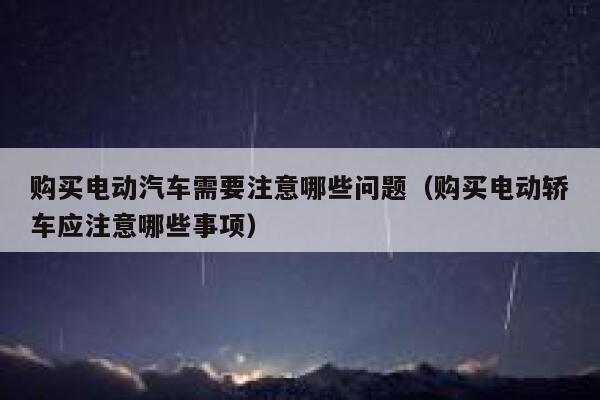 购买电动汽车需要注意哪些问题（购买电动轿车应注意哪些事项） 第1张
