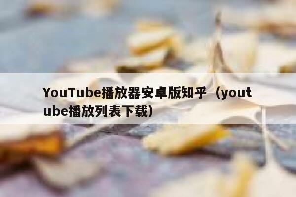 YouTube播放器安卓版知乎（youtube播放列表下载） 第1张