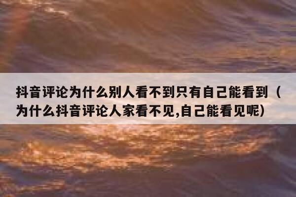 抖音评论为什么别人看不到只有自己能看到（为什么抖音评论人家看不见,自己能看见呢） 第1张