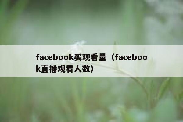 facebook买观看量（facebook直播观看人数） 第1张