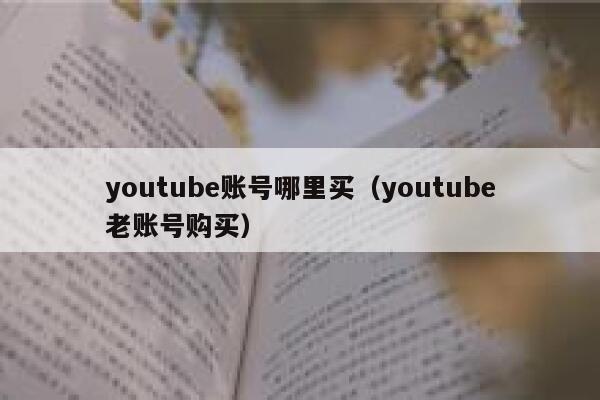 youtube账号哪里买（youtube老账号购买） 第1张