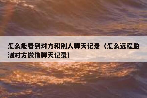 怎么能看到对方和别人聊天记录（怎么远程监测对方微信聊天记录） 第1张