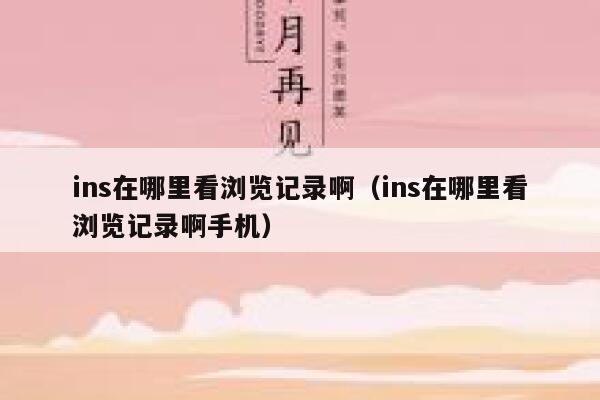 ins在哪里看浏览记录啊（ins在哪里看浏览记录啊手机） 第1张