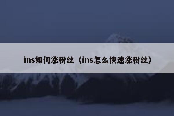 ins如何涨粉丝（ins怎么快速涨粉丝） 第1张
