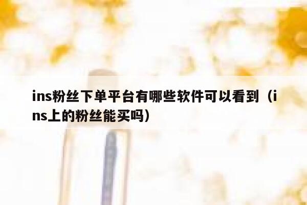 ins粉丝下单平台有哪些软件可以看到（ins上的粉丝能买吗） 第1张