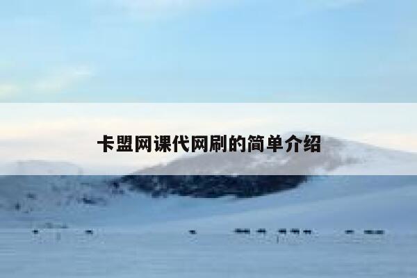卡盟网课代网刷的简单介绍 第1张