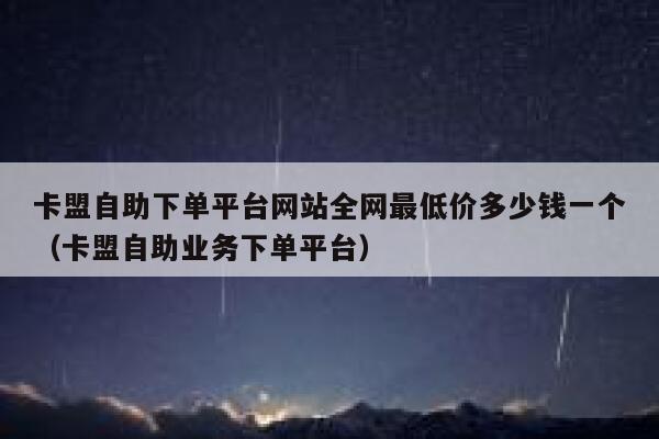 卡盟自助下单平台网站全网最低价多少钱一个（卡盟自助业务下单平台） 第1张