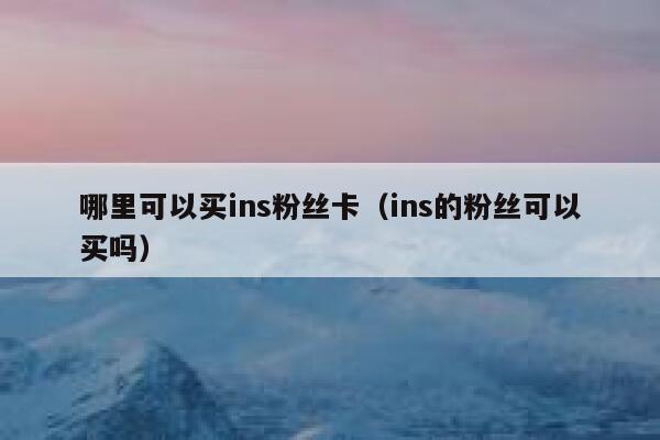 哪里可以买ins粉丝卡（ins的粉丝可以买吗） 第1张