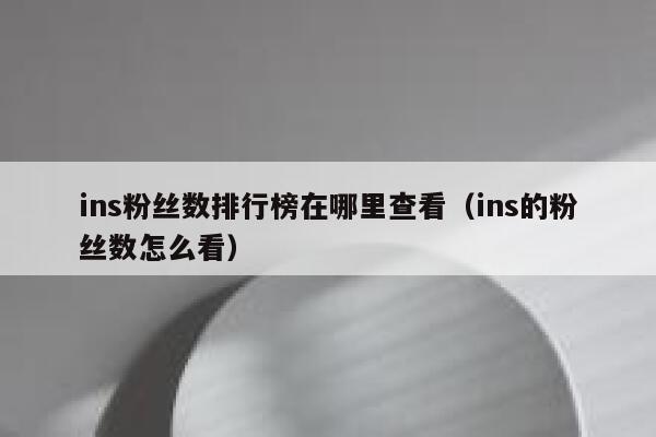 ins粉丝数排行榜在哪里查看（ins的粉丝数怎么看） 第1张