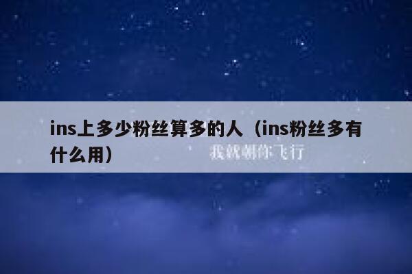 ins上多少粉丝算多的人（ins粉丝多有什么用） 第1张