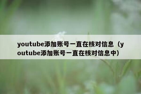 youtube添加账号一直在核对信息（youtube添加账号一直在核对信息中） 第1张