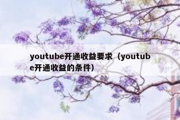 youtube开通收益要求（youtube开通收益的条件） 第1张