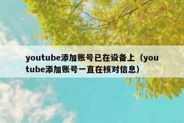 youtube添加账号已在设备上（youtube添加账号一直在核对信息） 第1张