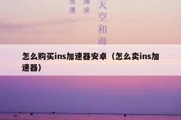 怎么购买ins加速器安卓（怎么卖ins加速器） 第1张