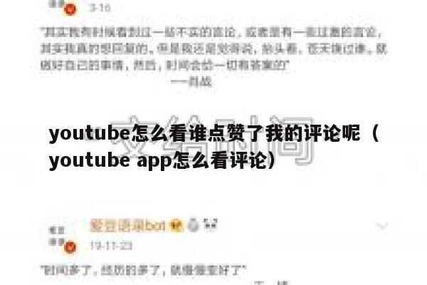 youtube怎么看谁点赞了我的评论呢(youtube app怎么看评论) 第1张 youtube怎么看谁点赞了我的评论呢(youtube app怎么看评论) 第1张