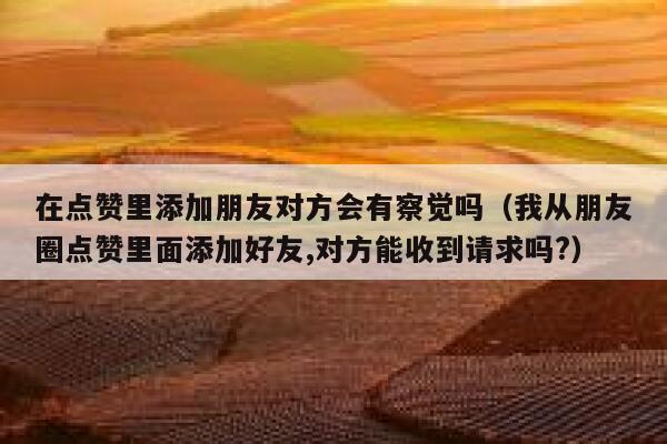 在点赞里添加朋友对方会有察觉吗(我从朋友圈点赞里面添加好友,对方能收到请求吗?) 第1张 在点赞里添加朋友对方会有察觉吗(我从朋友圈点赞里面添加好友,对方能收到请求吗?) 第1张