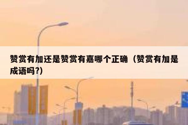 赞赏有加还是赞赏有嘉哪个正确（赞赏有加是成语吗?） 第1张