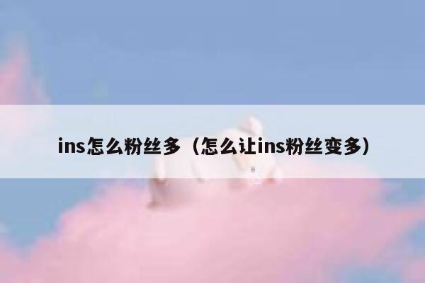 ins怎么粉丝多（怎么让ins粉丝变多） 第1张