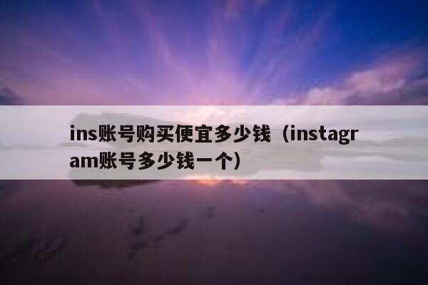 ins账号购买便宜多少钱（instagram账号多少钱一个） 第1张