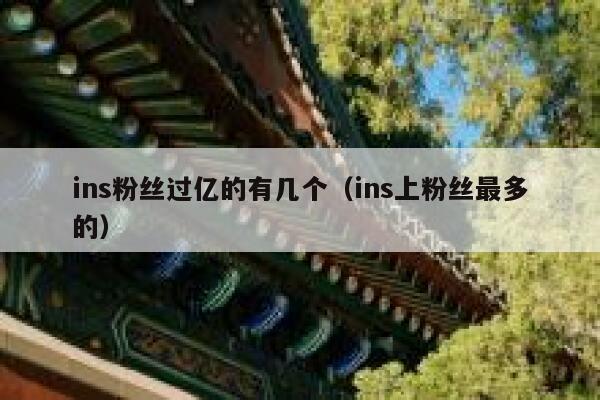 ins粉丝过亿的有几个（ins上粉丝最多的） 第1张