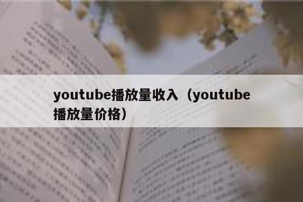 youtube播放量收入（youtube播放量价格） 第1张