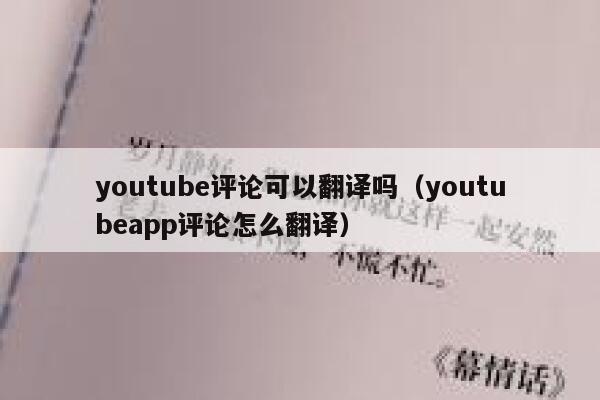 youtube评论可以翻译吗（youtubeapp评论怎么翻译） 第1张