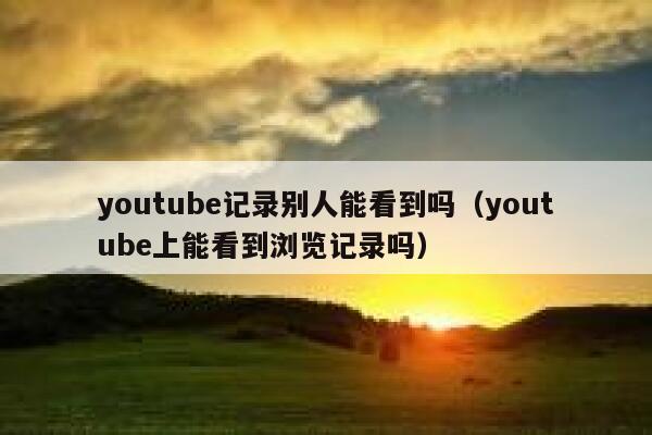 youtube记录别人能看到吗（youtube上能看到浏览记录吗） 第1张