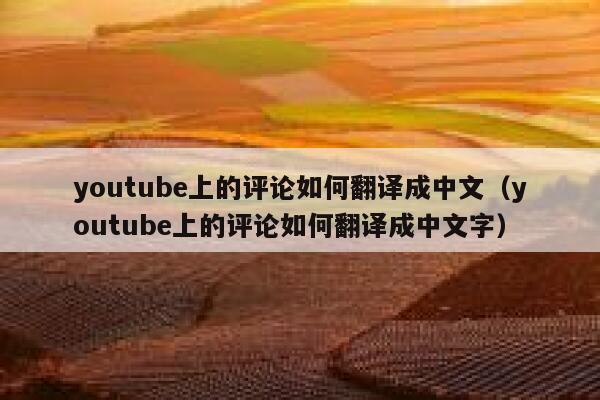 youtube上的评论如何翻译成中文（youtube上的评论如何翻译成中文字） 第1张