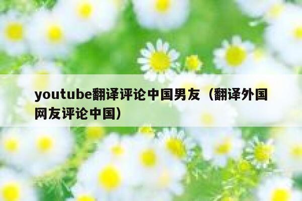 youtube翻译评论中国男友（翻译外国网友评论中国） 第1张