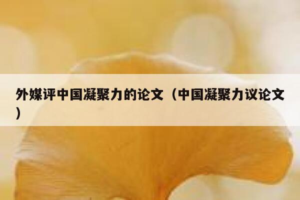 外媒评中国凝聚力的论文（中国凝聚力议论文） 第1张