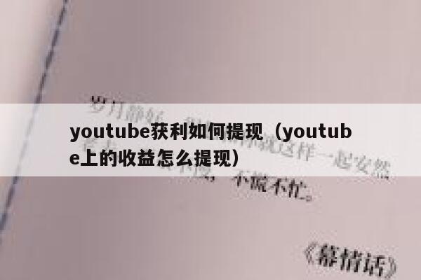 youtube获利如何提现（youtube上的收益怎么提现） 第1张
