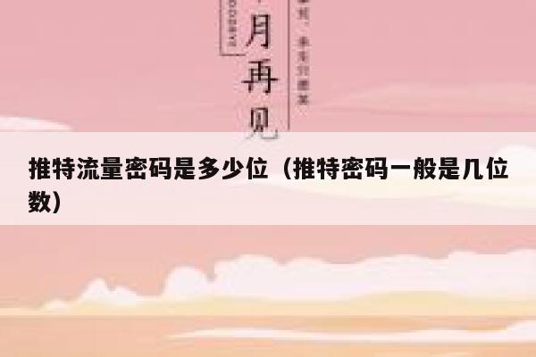 推特流量密码是多少位（推特密码一般是几位数） 第1张