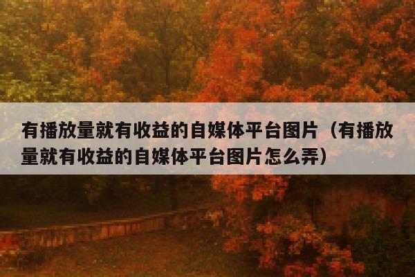 有播放量就有收益的自媒体平台图片（有播放量就有收益的自媒体平台图片怎么弄） 第1张