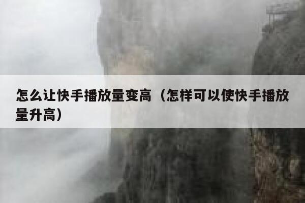 怎么让快手播放量变高（怎样可以使快手播放量升高） 第1张