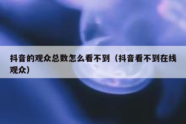 抖音的观众总数怎么看不到（抖音看不到在线观众） 第1张