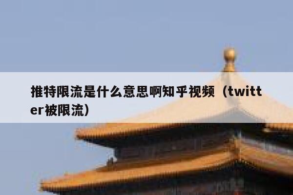 推特限流是什么意思啊知乎视频(twitter被限流) 第1张 推特限流是什么意思啊知乎视频(twitter被限流) 第1张