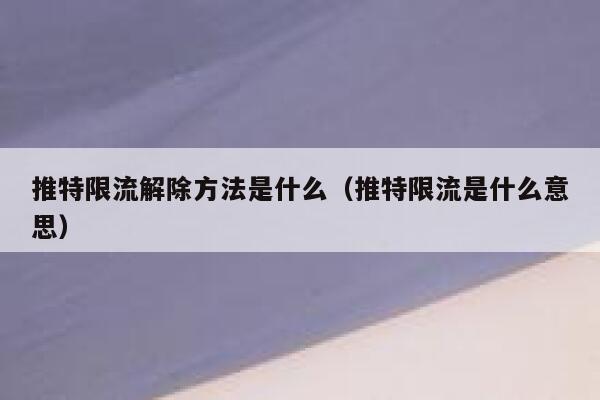 推特限流解除方法是什么（推特限流是什么意思） 第1张
