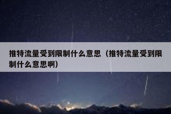 推特流量受到限制什么意思（推特流量受到限制什么意思啊） 第1张