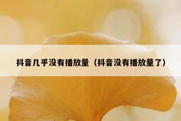 抖音几乎没有播放量（抖音没有播放量了） 第1张