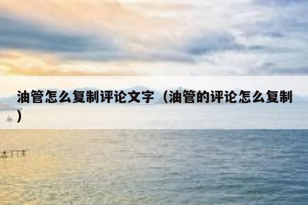 油管怎么复制评论文字（油管的评论怎么复制） 第1张