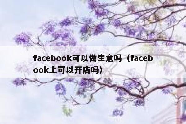 facebook可以做生意吗(facebook上可以开店吗) 第1张 facebook可以做生意吗(facebook上可以开店吗) 第1张
