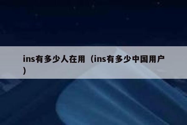 ins有多少人在用（ins有多少中国用户） 第1张