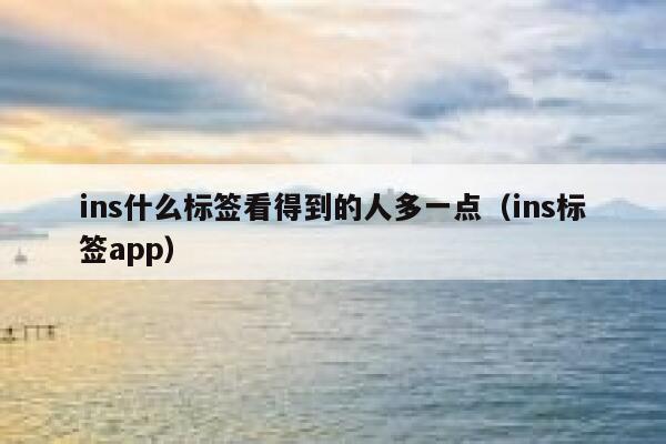 ins什么标签看得到的人多一点（ins标签app） 第1张