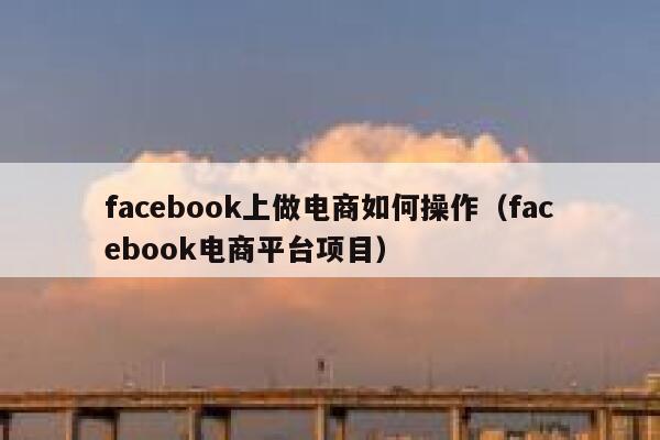 facebook上做电商如何操作（facebook电商平台项目） 第1张