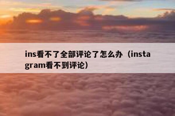 ins看不了全部评论了怎么办（instagram看不到评论） 第1张